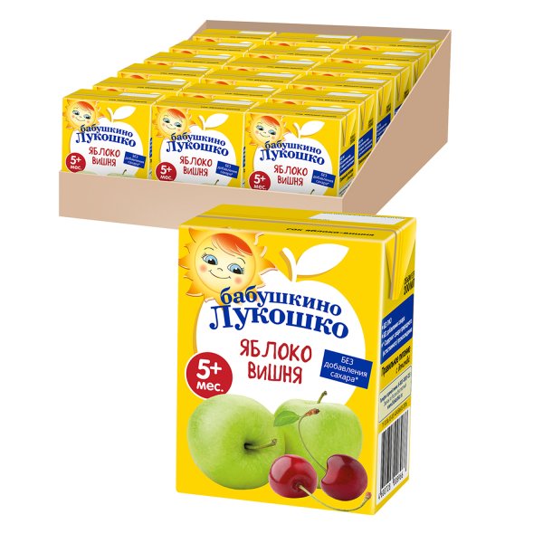 Бабушкино лукошко Сок яблоко-вишня, с 5 месяцев, 200 г