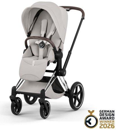 Коляска 2в1 CYBEX Priam Style Chrome Brown + спальный блок (City Grey)