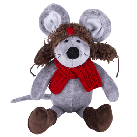Softoy Игрушка Мышь в шапке ушанке, 36 см S879/20