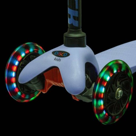 Novatrack Детский самокат-кикборд Disco-kids, мигающие колеса,  черно-фиолетовый