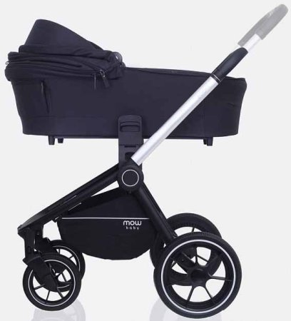 MowBaby Коляска 2 в 1 Zoom PU / цвет Silver Black (черный, рама серебро)