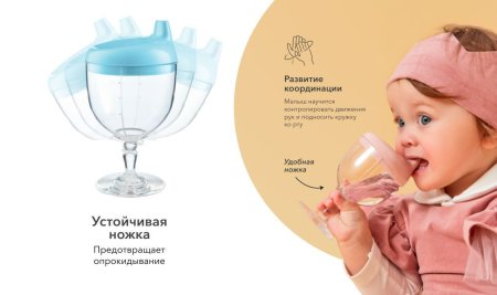 Happy Baby Бокал с насадкой-поильником 15061 / цвет blue/синий