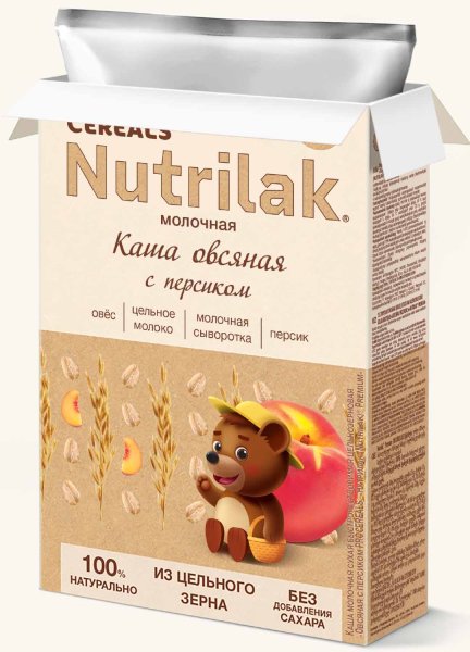 Nutrilak Premium Procereals Молочная овсяная каша с персиком, с 5 месяцев, 200 г
