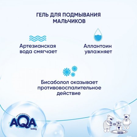 Aqa baby Гель для подмывания мальчиков, 400 мл