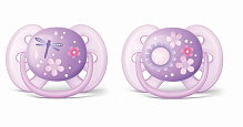 Avent Пустышка силиконовая ортодонтическая Ultra Soft для девочек от 6 до 18 месяцев 2 штуки, артикул:  SCF227/22