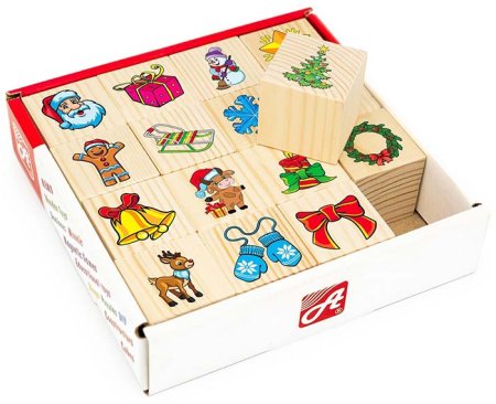 Лесная мастерская Набор кубиков "Новогодние", 16 штук