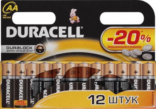 Батарейки алкалиновые DURACELL Basic AA 1.5V LR6 / блистер 12 шт