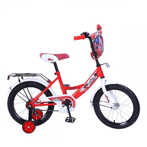 Велосипед детский 16" Lady Bug  A-ТИП / страховочные колеса / звонок / красный + белый