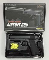 Airsoft Gun Пистолет пневматический детский со съемным магазином, с пульками V2