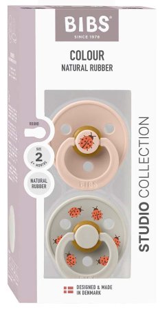 Bibs Набор латексных пустышек Studio Colour, 0+ месяцев Ladybug - Blush Mix