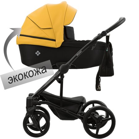 Bebetto Детская коляска 2 в 1 Torino / цвет 01 кремовый ткань/ экокожа / рама белая