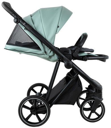 ROAN Коляска 2 в1 Sol короб+прогу.leather(Кожа,2мес) (Misti Mint/Grey/руч. Серый)
