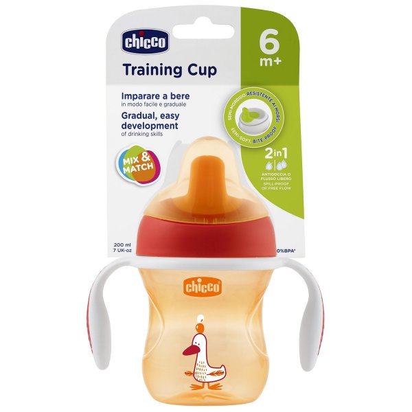 Chicco Чашка-поильник Transition Cup (полужесткий носик), 200 мл / цвет красный
