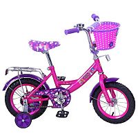 Велосипед детский 12" FILLY A-ТИП / страховочные колеса / звонок / розовый + фиолетовый					