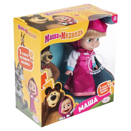 Кукла Маша и Медведь маша 15 см, озвуч, кор КАРАПУЗ в кор.30шт