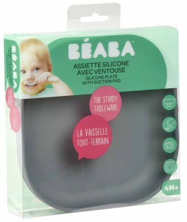 Beaba Тарелка из силикона Assiette Silicone / цвет Mineral Grey (серый)