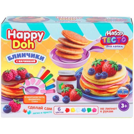 Набор для лепки с формочками блинчики с начинками, 24 см HAPPY DOH в кор.8шт 398688