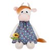 Maxitoys Мягкая Игрушка Luxury, Коровка Глаша в Платье с Цветочком, 28 см / цвет белый, синий