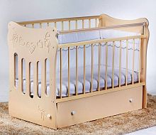 Кроватка детская Бантики поперечный маятник с ящиком / цвет айвори