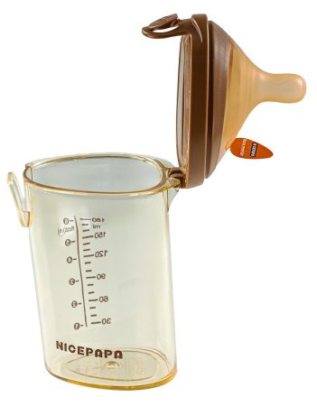 Nice Papa бутылочка антико/шир.гор.180 мл/0-3 мес ppsu /цвет brown(коричневый)