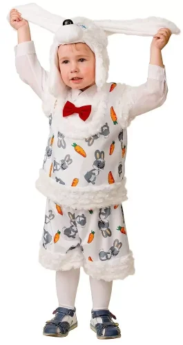 Батик Карнавальный костюм для мальчиков Зайчонок Плутишка / рост 104 см, от 4 лет / цвет белый