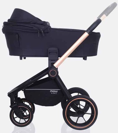 MowBaby Коляска 3 в 1 Zoom PU / цвет Gold Black (черный, золотая рама)