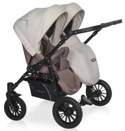 Riko Basic Коляска 2 в 1 для двойни Saxo / цвет 03 бежевый-коричневый