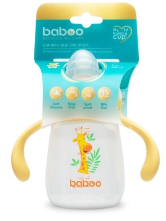 Baboo Поильник-непроливайка с силиконовым носиком Safari, 260 мл / цвет желтый