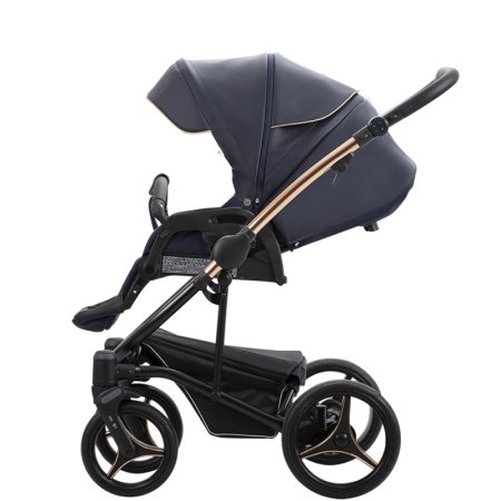 Bebetto Детская коляска 2 в 1 Torino Si / цвет черный (экокожа+ткань) / SI01 gold / рама золотая