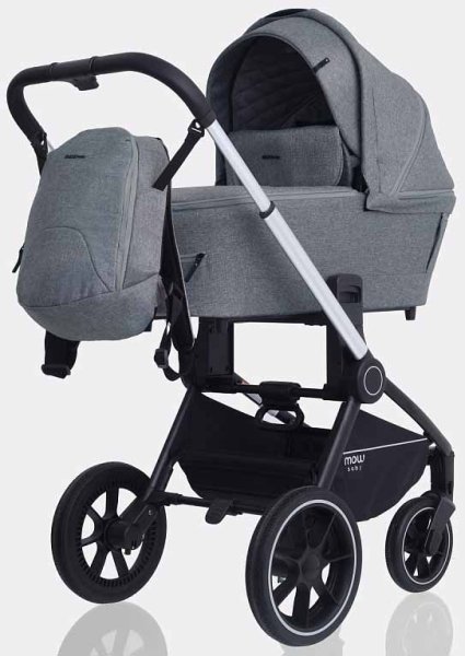 MowBaby Коляска 2 в 1 Zoom PU / цвет Silver Grey (серый, рама серебро)