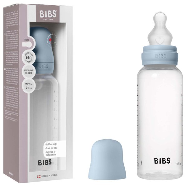 Bibs Бутылочка для кормления с силиконовой соской Baby Blue, 270 мл