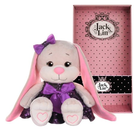 Jack&Lin Зайка в Фиолетовом Платьице с Пайетками, 20 см, в Коробке