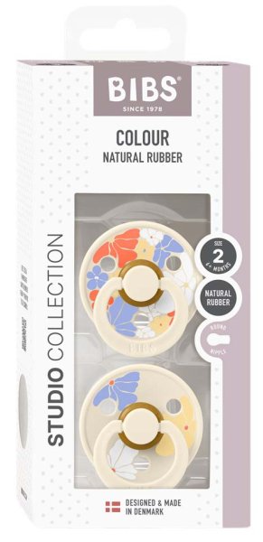 Bibs Набор латексных пустышек Studio Colour, 6+ месяцев Morning Bloom - Ivory Mix