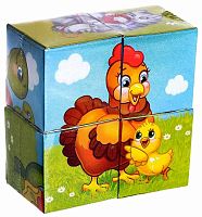 Zabiaka Кубики картонные «Мамы и дети», 4 штуки					
