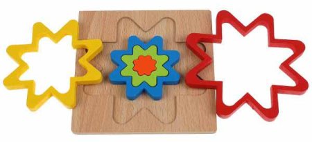 Буратино Развивающая игрушка из дерева «Радужные геометрики»