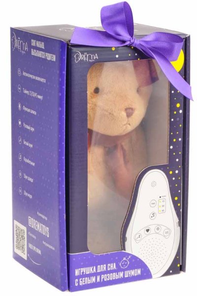 Drema BabyDou Игрушка для сна Мишка в шарфе с белым и розовым шумом / цвет карамельный