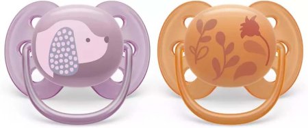 Avent Пустышка Ultra soft силиконовая, 6-18 месяцев, 2 штуки / цвет сиреневый, оранжевый