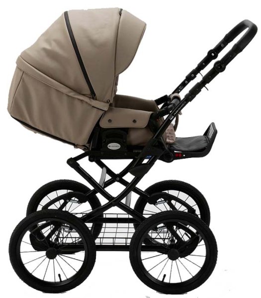 Adamex Коляска 2 в 1 Porto Retro Deluxe / цвет темно-бежевая кожа
