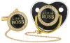 Mum&Baby Пустышка силиконовая ортодонтическая с держателем Little boss