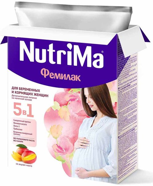 NutriMa Фемилак 5 в 1 для беременных и кормящих женщин, со вкусом манго