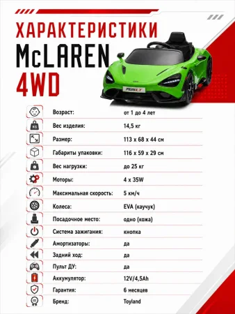BBH035Автомобиль McLaren 4х4 (Зеленый)