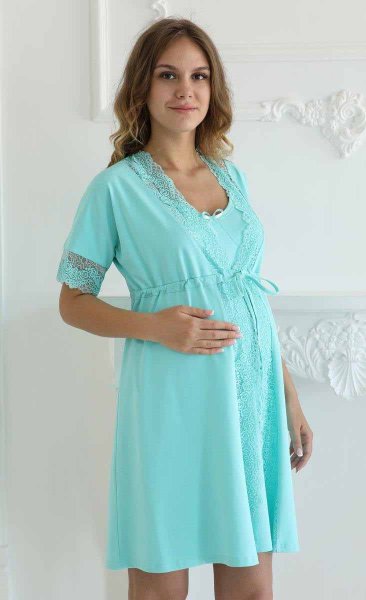 Hunny mammy Комплект для беременных и кормящих 08128 / цвет бирюзовый / размер 170,176 - 92-98 см