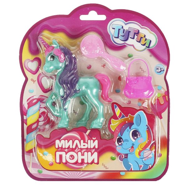 Единорог 10см, пластиковый, аксессуары 2шт, на блистере Тутти в кор.2*240штY2303Z0060-2-RU