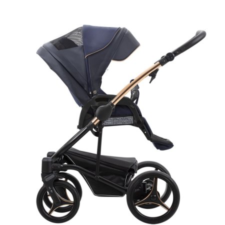 Bebetto Детская коляска 2 в 1 Torino Si / цвет синий (экокожа+ткань) / SI03 gold / рама золотая