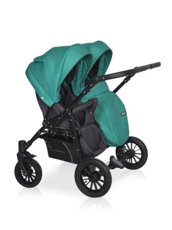 Riko Basic Коляска для близнецов 2 в 1 Saxo / цвет бирюзовый-чёрный 01