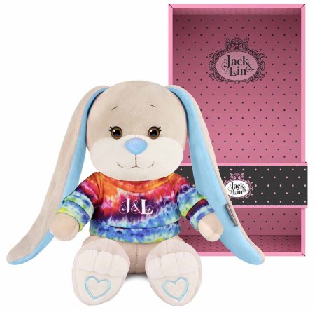 Maxitoys Мягкая игрушка Jack&Lin, Зайчик Жак В ярком свитшоте, 20 см