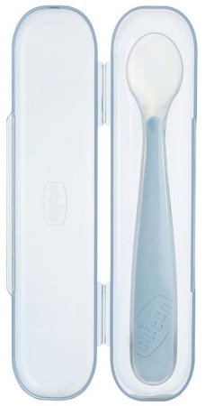 Chicco Ложка мягкая силиконовая, в чехле / цвет серый