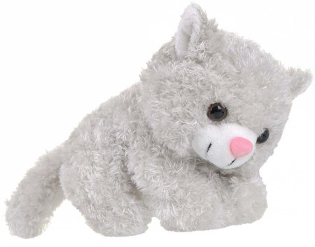 ABtoys Мягкая игрушка "Котенок серый в корзинке", 18 см