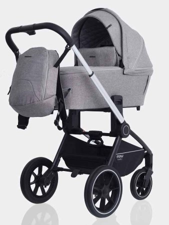 MowBaby Коляска 3 в 1 Zoom PU / цвет Silver Beige (бежево-серый, рама серебро)