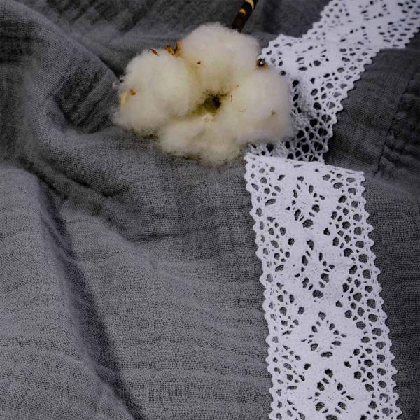 Babyedel Плед муслиновый с кружевом, 100х100 см / цвет антрацит